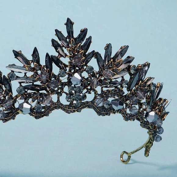 Dark Gray Vintage Tiara Baroque purple Gothic queen gift crown bridal pageant - Picture 3 of 7